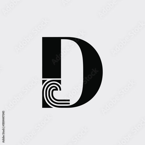 Stylized letter d design isolated on white background, Vector, illustration