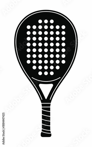 Black paddle racket isolated on white background, Vector, illustration