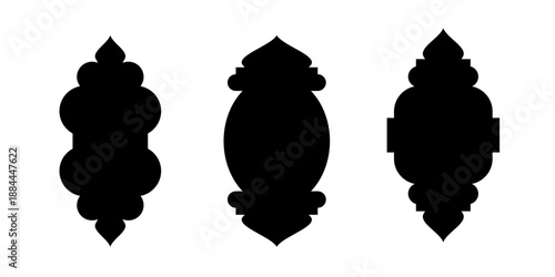Islamic Mosque Window Frame Icon Vector Set Ornament for Ramadhan