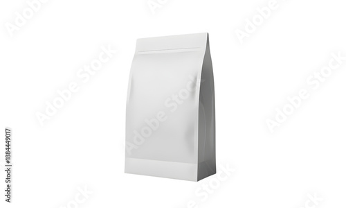A white paper bag standing upright on a transparent background