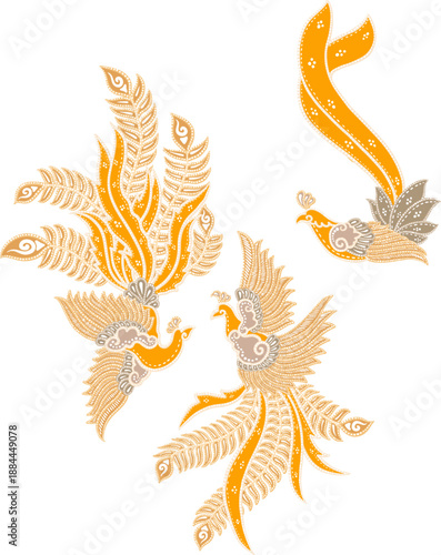 Cuadro en lienzo Traditional Batik Phoenix Bird Elements