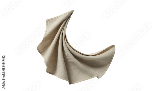 A beige cloth draped elegantly against a transparent background