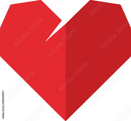 Broken red heart illustration on a clean background viewed from the front
