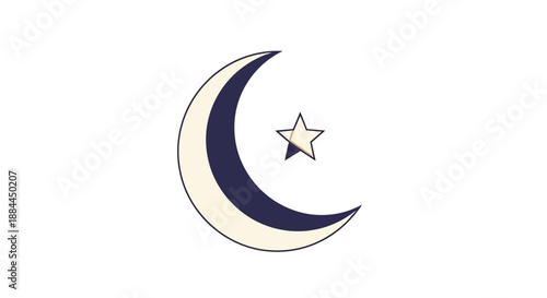Crescent Moon and Star Symbol.