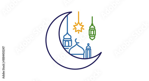 Ramadan Crescent Moon Islamic Symbol.