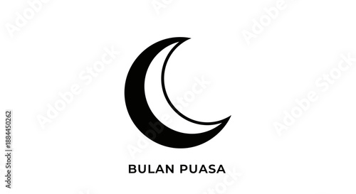 Crescent moon symbol Bulan Puasa logo.