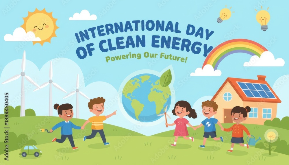 Fototapeta premium International Day of Clean Energy illustration 