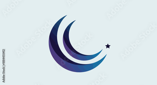 Crescent Moon with Star Icon Design.