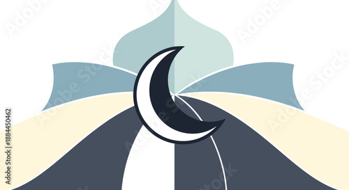 Crescent Moon Symbol Islamic Illustration.