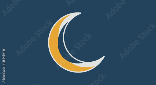 Golden and White Crescent Moon Icon.