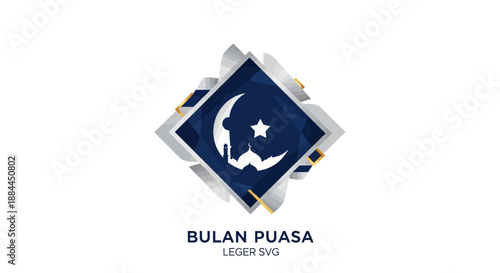 Ramadan Logo with Crescent Moon and Star.