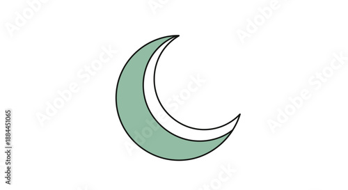 Crescent Moon Simple Line Art Illustration.