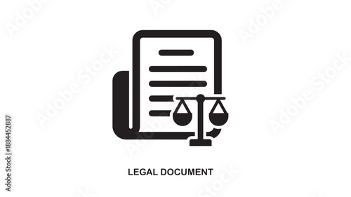 Legal document with scales of justice icon minimalist design on transparent background silhouette