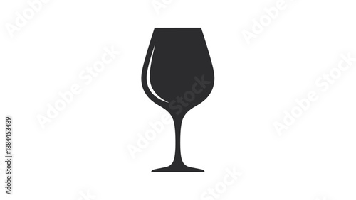 Simple black silhouette of a wine glass on white background.