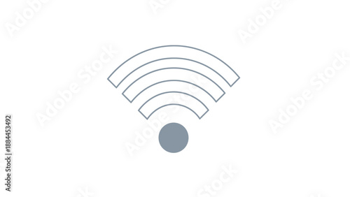 Minimalistic wireless internet connection symbol with signal waves.
