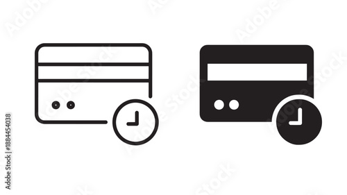 Credit card icons with lock symbols black outline on transparent background silhouette