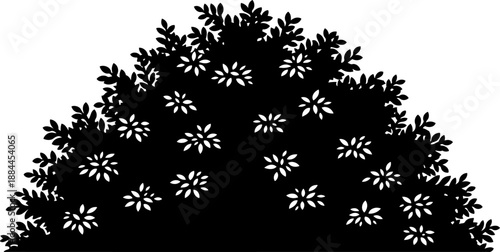 Flowering shrub with dense foliage and small blossoms silhouette vector