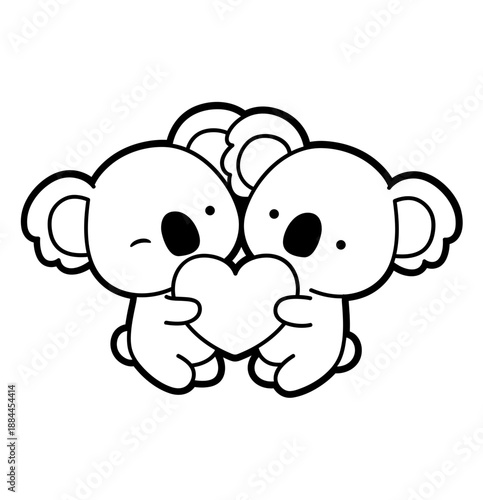 Canvas Print Cute Koalas Hugging – Minimal Love Cartoon
