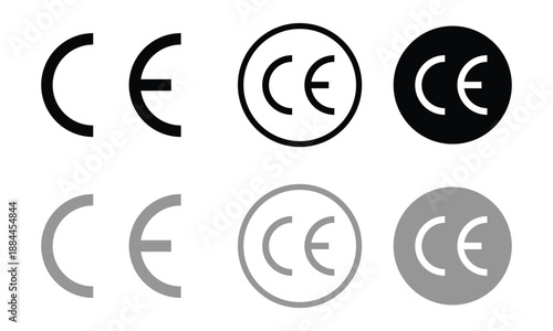 CE Mark Icons in Black White and Gray Variations CE mark isolated on transparent background