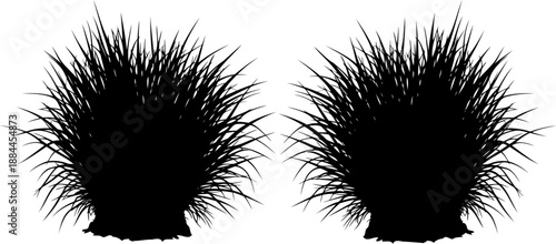 Round garden grass bush silhouettes vector illustration