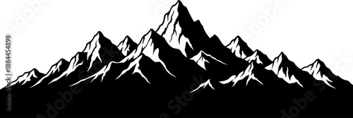 Rugged mountain peaks silhouette landscape vector