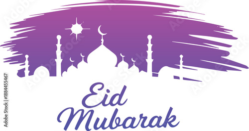 eid mosque silhouette with crescent and star greeting card