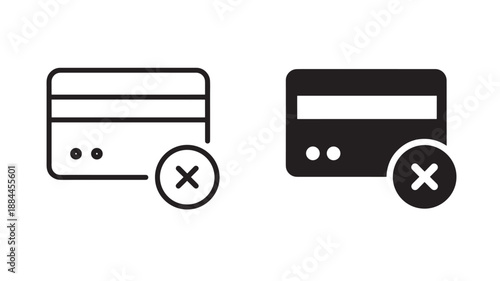 Credit card decline and approval icons vector illustration on transparent background silhouette