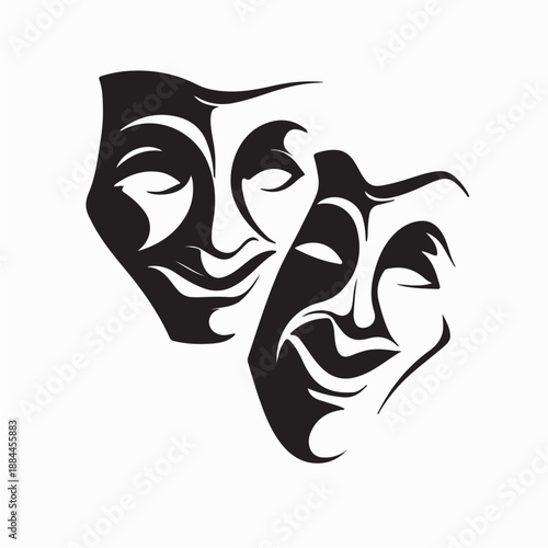 Tragedy and Comedy Theater Masks Logo Vector Isolated on White Background
