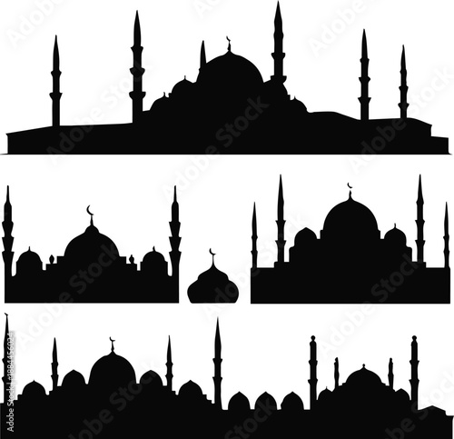 mosque vector collection mosque skyline icons dome minaret outlines