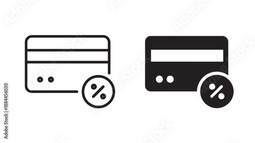 Two credit cards with percentage signs simple design on transparent background silhouette