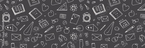 school monochrome education icons repeat pattern for classroom use