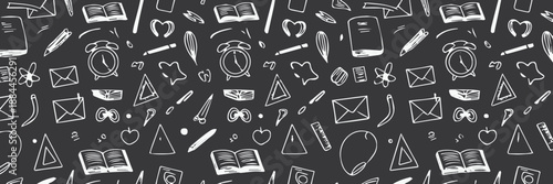 school handdrawn school supplies seamless pattern for kids design