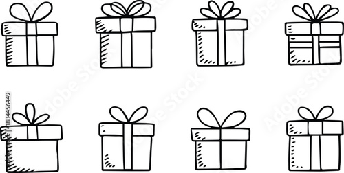 present editable gift box line art pack eight ribbon variations