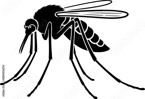 Blood-sucking mosquito silhouette side view insect pest vector graphic