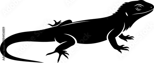Crawling lizard silhouette side view reptile animal vector illustration