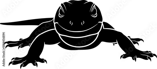 Crawling lizard silhouette front view reptile animal vector illustration