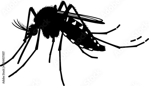 Detailed mosquito silhouette side view blood-sucking insect vector illustration