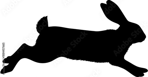 Jumping rabbit silhouette profile view leaping bunny vector graphic