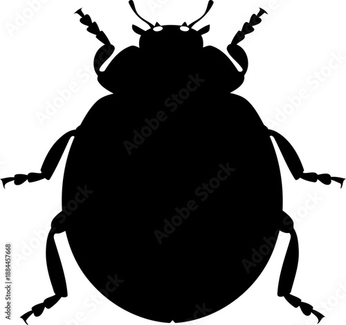 Ladybug beetle silhouette top view garden insect vector illustration