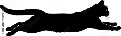 Leaping cat silhouette side view feline jumping action vector graphic