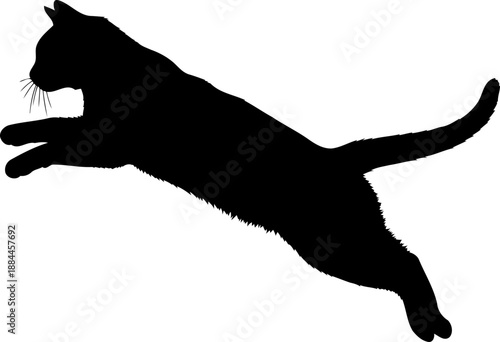 Leaping cat silhouette side view jumping feline pet vector graphic