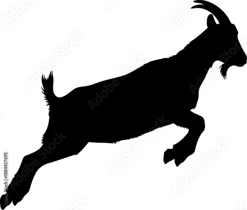 Leaping goat silhouette side view jumping animal vector illustration