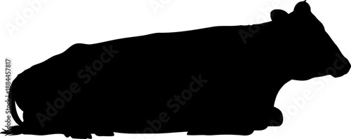 Lying cow silhouette side view resting bovine farm animal vector