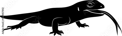 Lizard silhouette side view tongue out reptile vector graphic