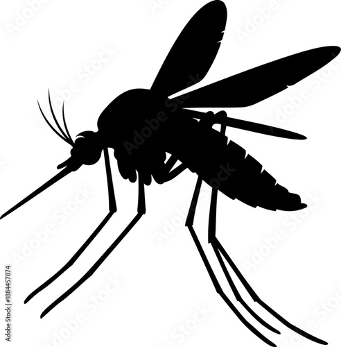 Mosquito silhouette side view blood sucking insect vector illustration
