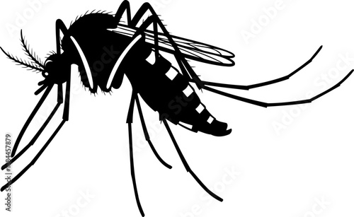Mosquito silhouette side view stinging insect vector illustration