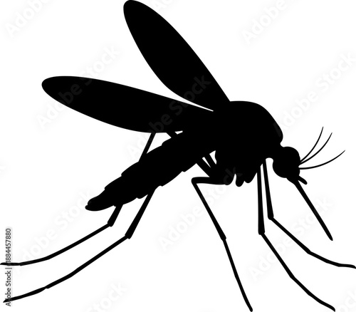 Mosquito insect silhouette side view pest vector graphic illustration