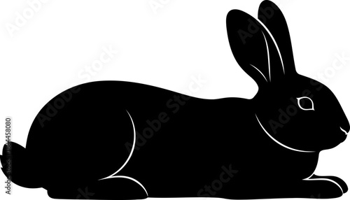 Resting rabbit silhouette side view lying down animal vector illustration