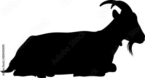 Resting goat silhouette side view farm animal vector graphic