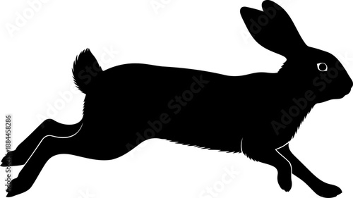 Running rabbit hare silhouette side view leaping mammal vector illustration
